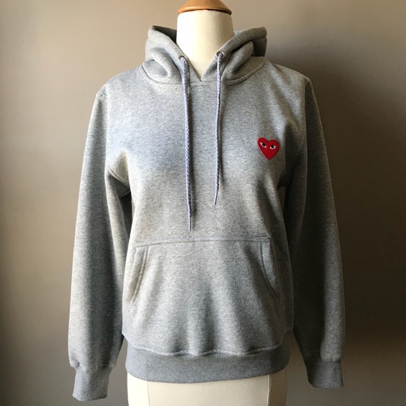 cdg play grey hoodie